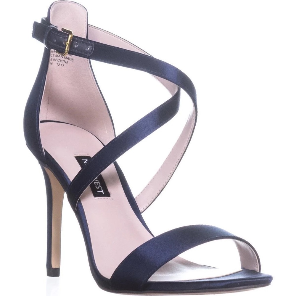 Nine West MyDebut Blue Stiletto Satin Strappy Heels